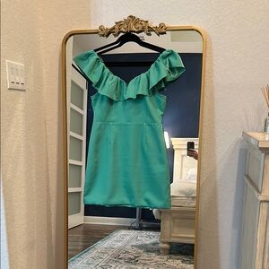 Elegant Green Ruffle Dress